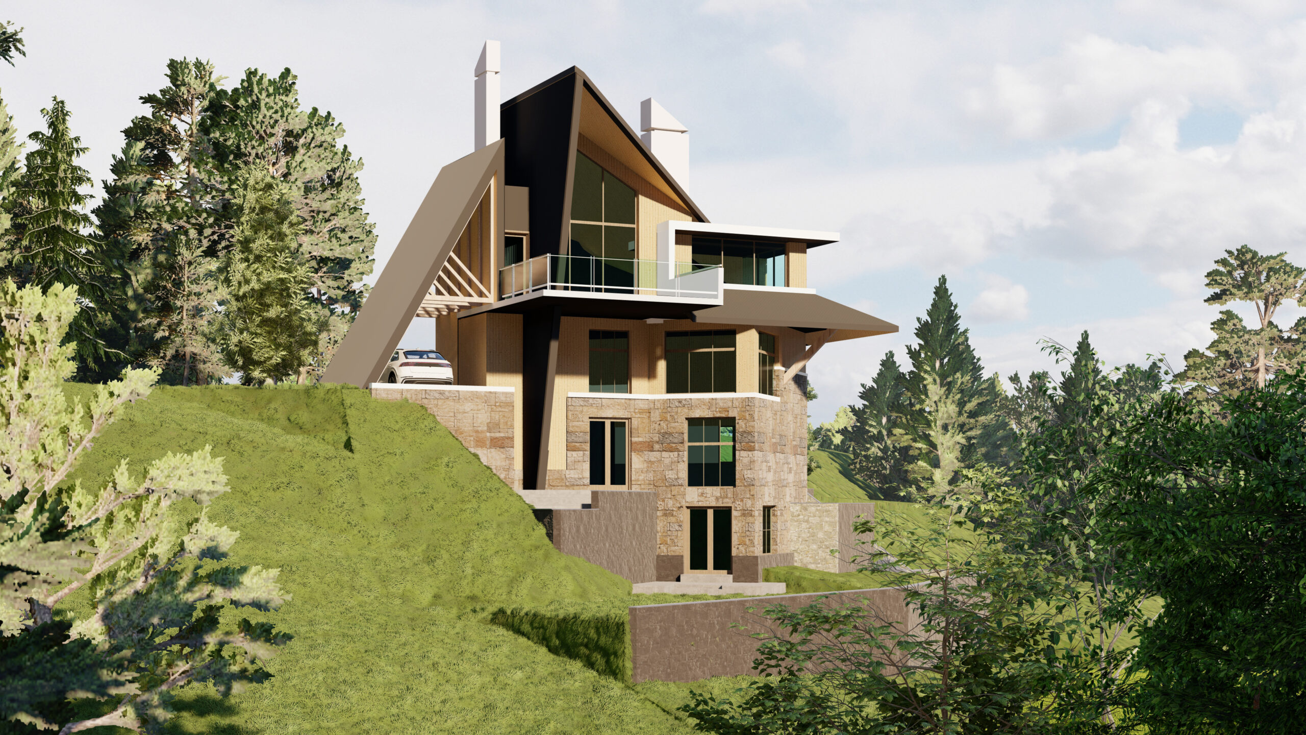 arhitektura kopaonik vikendica render