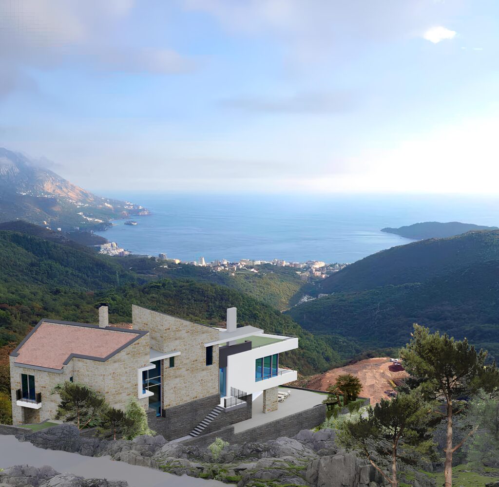 Projektovanje vila u Budvi — Beton i Cvet- pogled na more